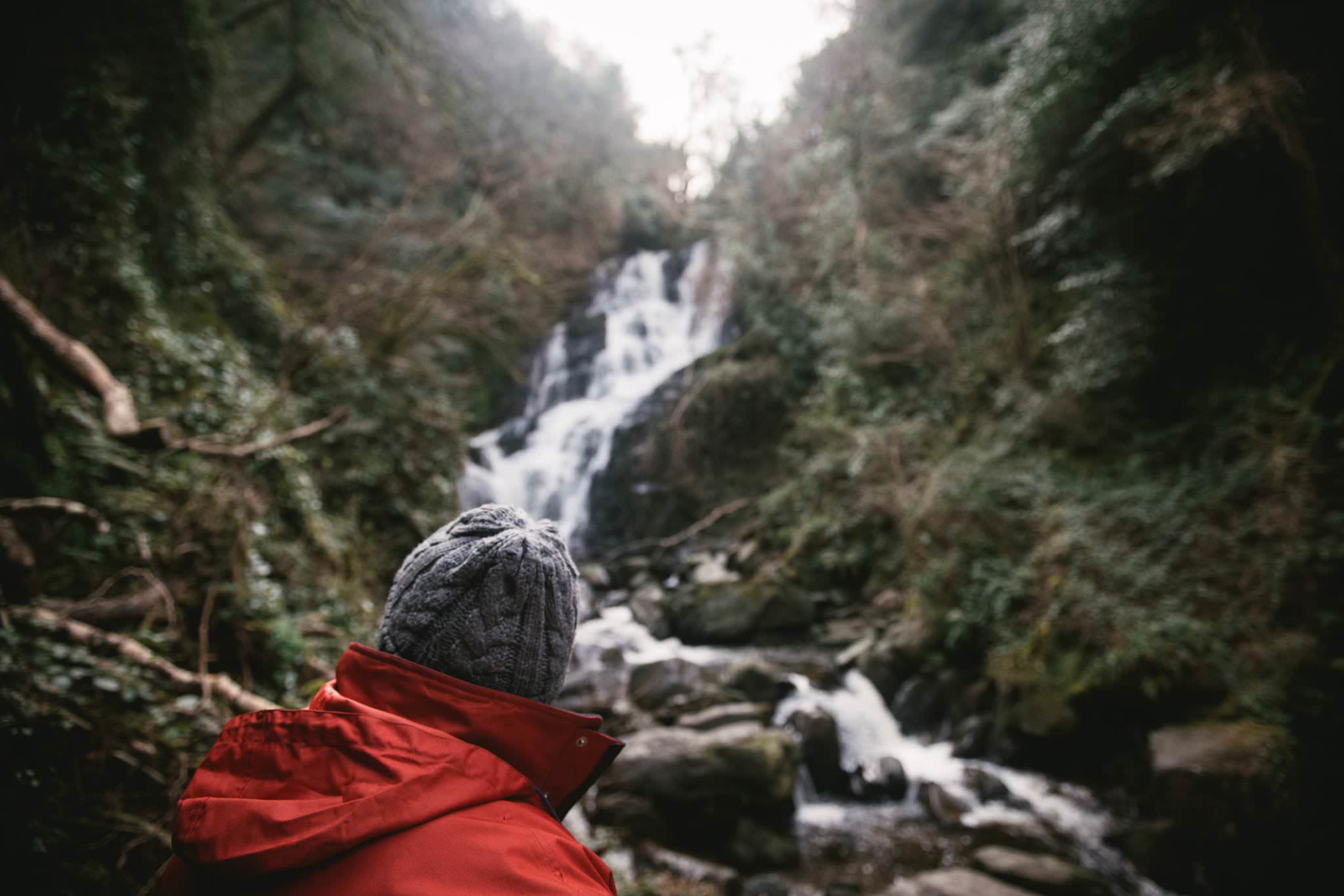 A man with a waterfall