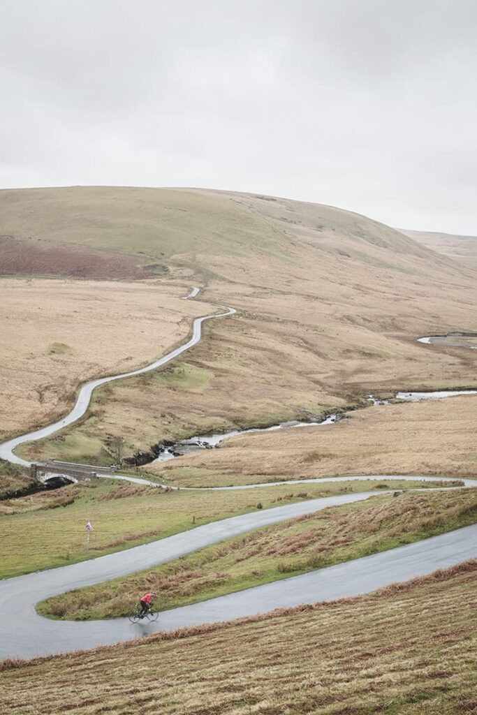 A winding country road in Wales