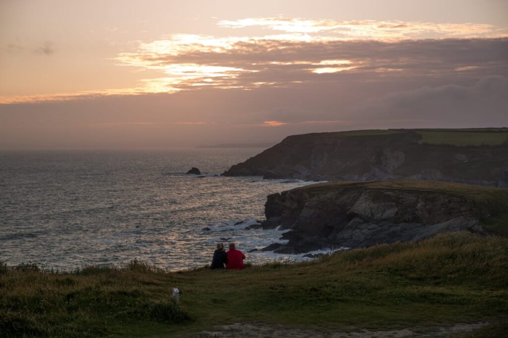 Watching the sunset in Cornwall on a campervan adventure